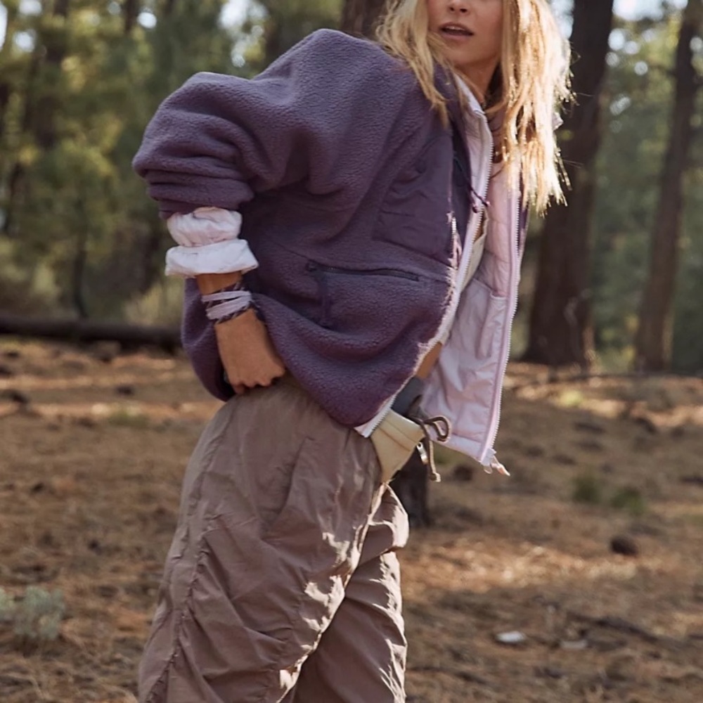 Free People Hit The Slopes Fleece Jacket Blackberry - Picture 2 of 6